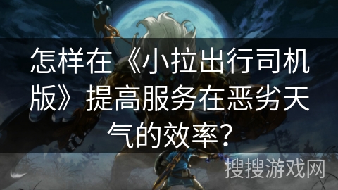 怎样在《小拉出行司机版》提高服务在恶劣天气的效率？