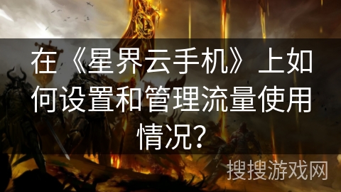 在《星界云手机》上如何设置和管理流量使用情况？