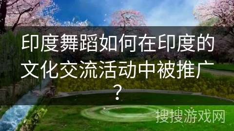 印度舞蹈如何在印度的文化交流活动中被推广？