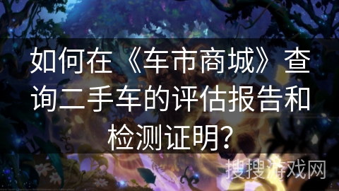 如何在《车市商城》查询二手车的评估报告和检测证明？
