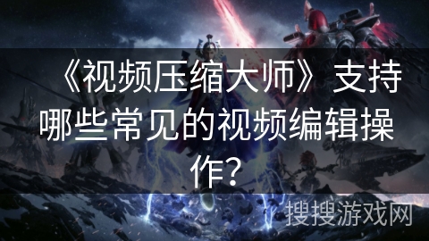 《视频压缩大师》支持哪些常见的视频编辑操作？