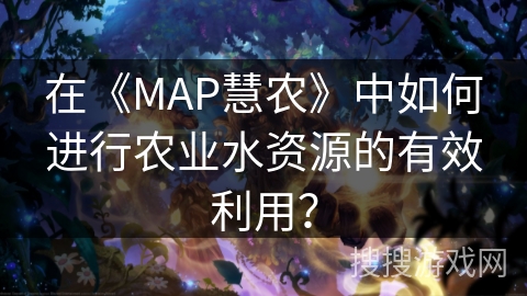 在《MAP慧农》中如何进行农业水资源的有效利用？