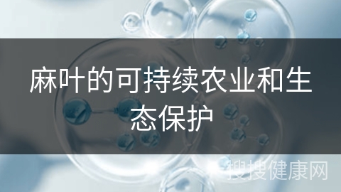 麻叶的可持续农业和生态保护