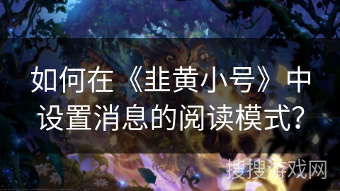 如何在《韭黄小号》中设置消息的阅读模式？