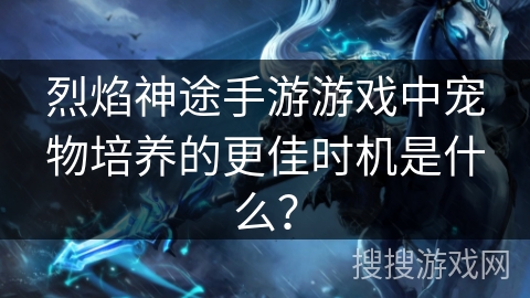 烈焰神途手游游戏中宠物培养的更佳时机是什么? 烈焰神途手游游戏中宠物培养的更佳时机是什么?