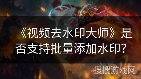 《视频去水印大师》是否支持批量添加水印？