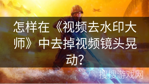 怎样在《视频去水印大师》中去掉视频镜头晃动？
