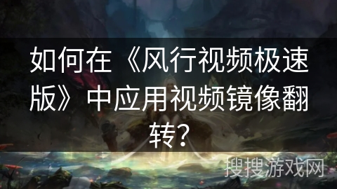 如何在《风行视频极速版》中应用视频镜像翻转？
