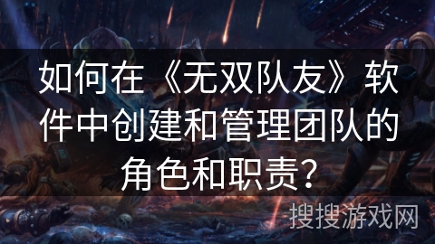 如何在《无双队友》软件中创建和管理团队的角色和职责? 如何在《无双队友》软件中创建和管理团队的角色和职责?