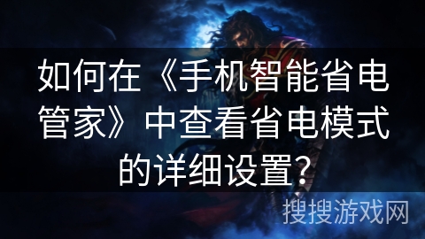 如何在《手机智能省电管家》中查看省电模式的详细设置？