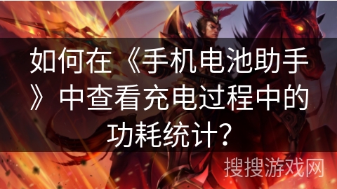 如何在《手机电池助手》中查看充电过程中的功耗统计？