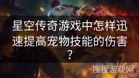 星空传奇游戏中怎样迅速提高宠物技能的伤害？