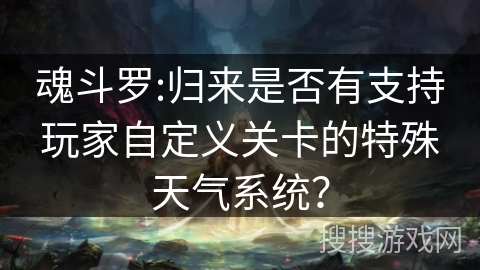 魂斗罗:归来是否有支持玩家自定义关卡的特殊天气系统？