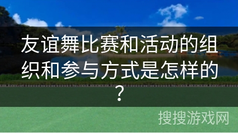 友谊舞比赛和活动的组织和参与方式是怎样的？