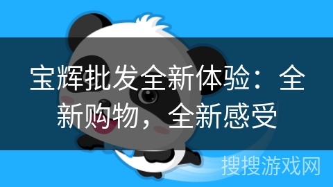 宝辉批发全新体验：全新购物，全新感受