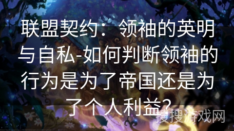 联盟契约：领袖的英明与自私-如何判断领袖的行为是为了帝国还是为了个人利益？