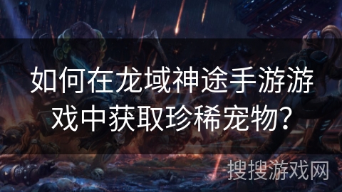 如何在龙域神途手游游戏中获取珍稀宠物？