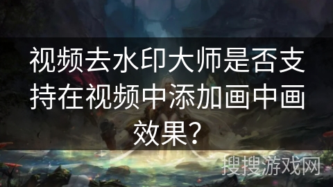 视频去水印大师是否支持在视频中添加画中画效果？