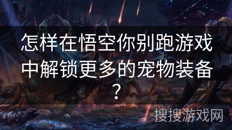 怎样在悟空你别跑游戏中解锁更多的宠物装备？