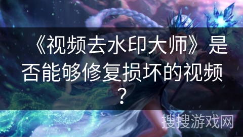 《视频去水印大师》是否能够修复损坏的视频？