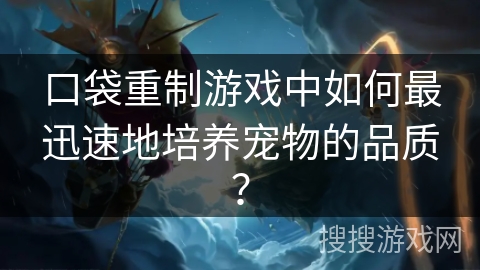 口袋重制游戏中如何最迅速地培养宠物的品质？