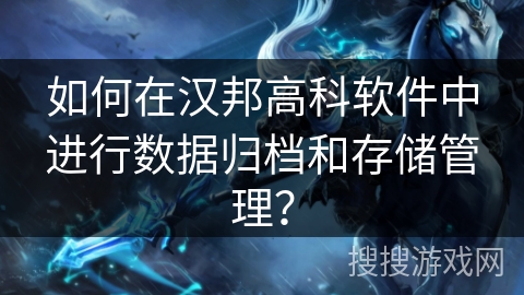 如何在汉邦高科软件中进行数据归档和存储管理？