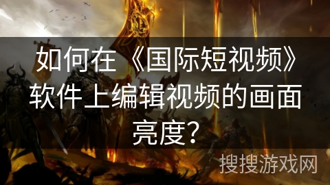 如何在《国际短视频》软件上编辑视频的画面亮度? 如何在《国际短视频》软件上编辑视频的画面亮度?
