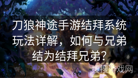 刀狼神途手游结拜系统玩法详解，如何与兄弟结为结拜兄弟？