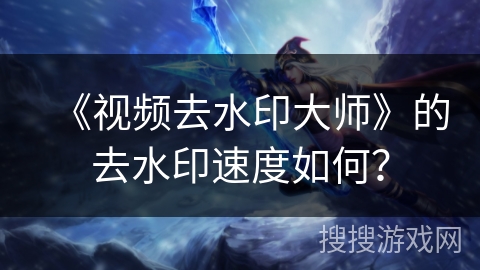 《视频去水印大师》的去水印速度如何？