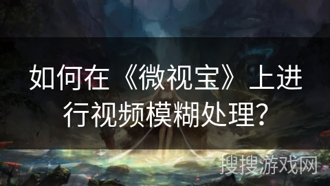如何在《微视宝》上进行视频模糊处理？