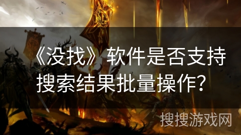 《没找》软件是否支持搜索结果批量操作？