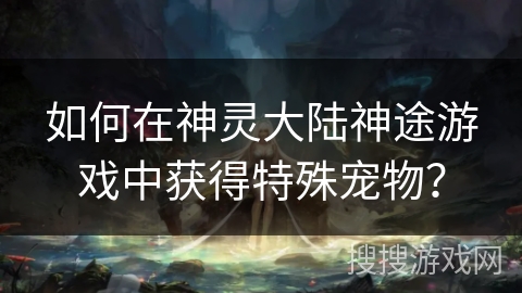 如何在神灵大陆神途游戏中获得特殊宠物？