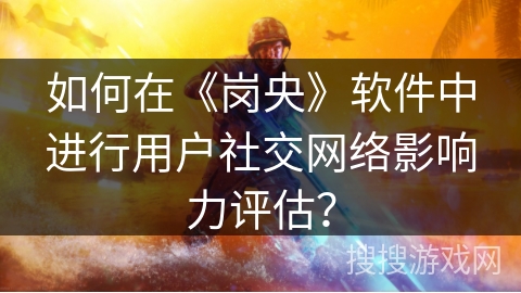 如何在《岗央》软件中进行用户社交网络影响力评估? 如何在《岗央》软件中进行用户社交网络影响力评估?