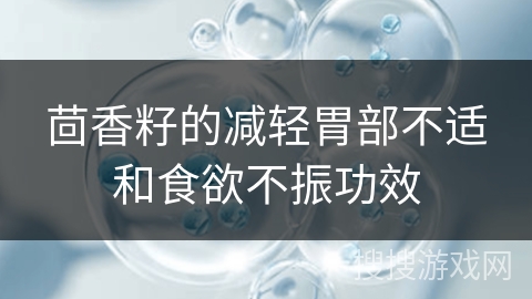 茴香籽的减轻胃部不适和食欲不振功效 茴香籽的减轻胃部不适和食欲不振功效