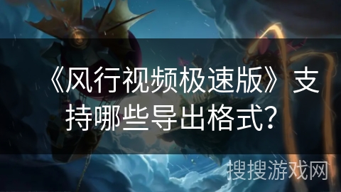 《风行视频极速版》支持哪些导出格式？