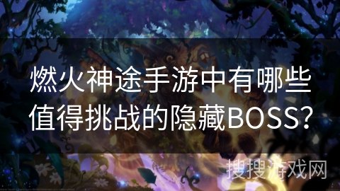 燃火神途手游中有哪些值得挑战的隐藏BOSS？