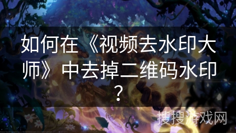 如何在《视频去水印大师》中去掉二维码水印？