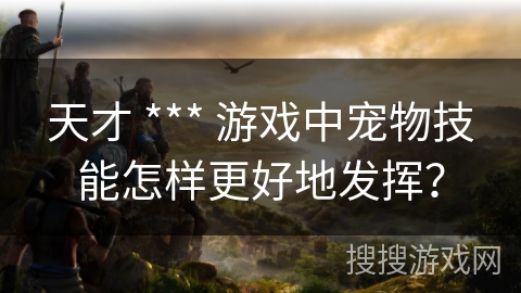 天才 *** 游戏中宠物技能怎样更好地发挥？