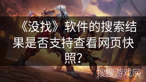 《没找》软件的搜索结果是否支持查看网页快照？