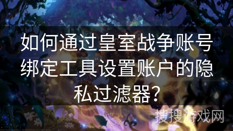 如何通过皇室战争账号绑定工具设置账户的隐私过滤器？