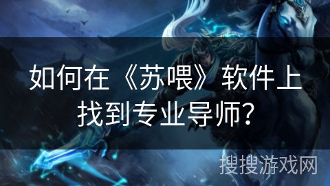 如何在《苏喂》软件上找到专业导师？