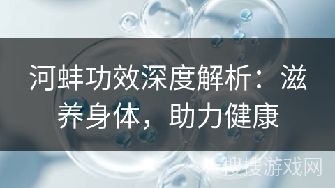 河蚌功效深度解析：滋养身体，助力健康