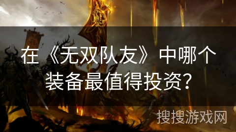 在《无双队友》中哪个装备最值得投资？