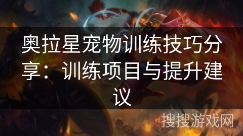 奥拉星宠物训练技巧分享:训练项目与提升建议 奥拉星宠物训练技巧分享:训练项目与提升建议