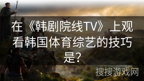 在《韩剧院线TV》上观看韩国体育综艺的技巧是？