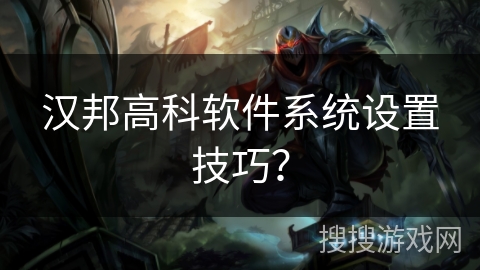汉邦高科软件系统设置技巧？