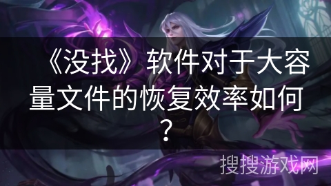 《没找》软件对于大容量文件的恢复效率如何? 《没找》软件对于大容量文件的恢复效率如何?