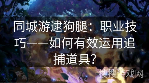 同城游逮狗腿：职业技巧——如何有效运用追捕道具？