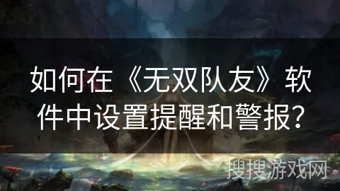 如何在《无双队友》软件中设置提醒和警报？