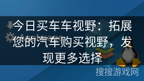 今日买车车视野：拓展您的汽车购买视野，发现更多选择